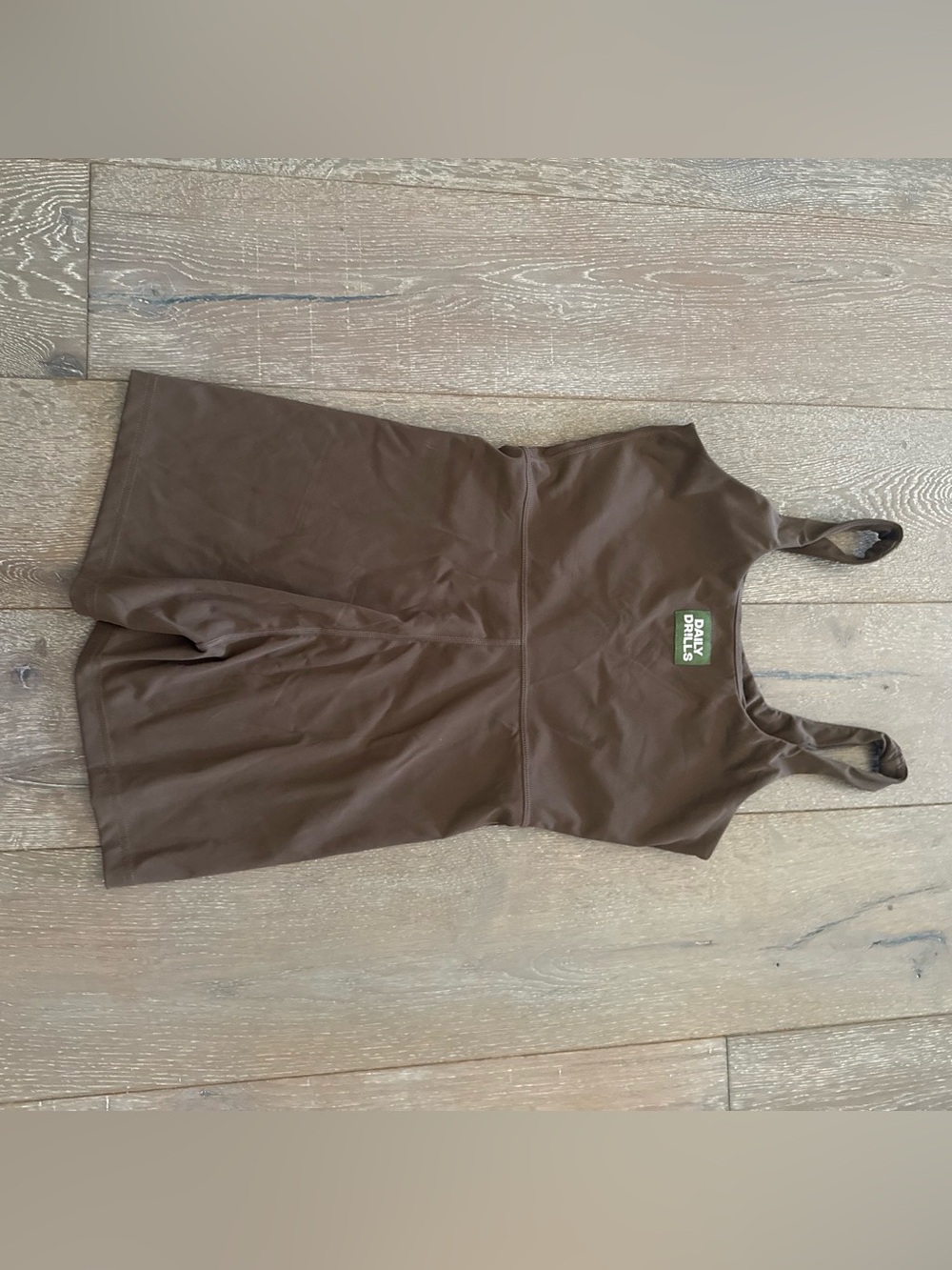 Daily Drills Brown Romper  with Green Logo Patch
